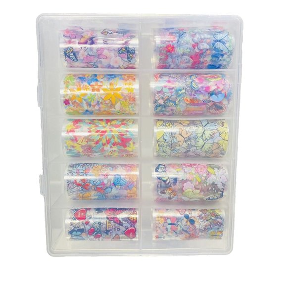 10 Rolls Nail Transfers Deco Art For Nails in Case Brand New - Picture 1 of 9